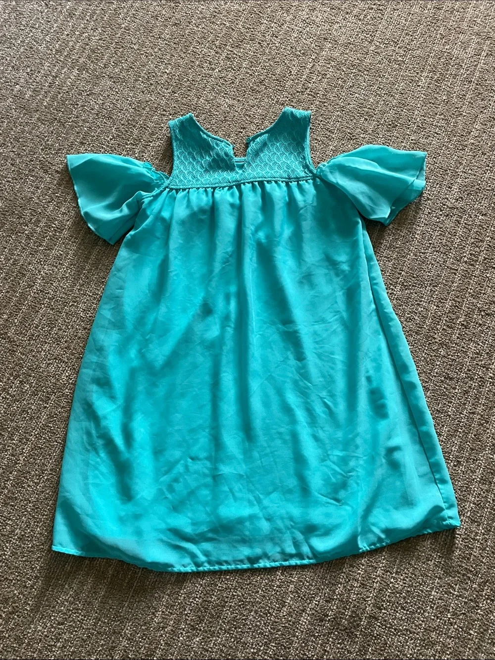 wonder nation Teal Cold-Shoulder Girls Dress